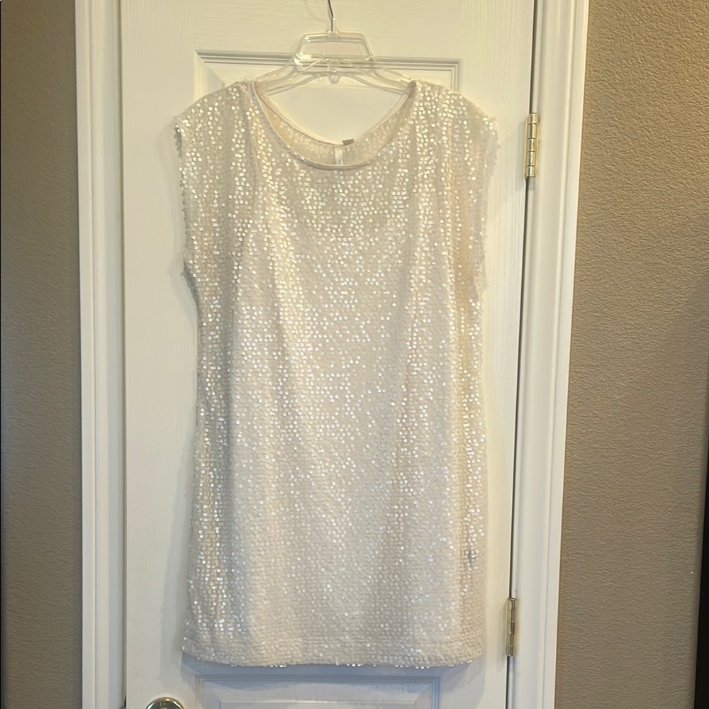 LC Lauren Conrad Cream Sequin Cocktail Dress SZ 12